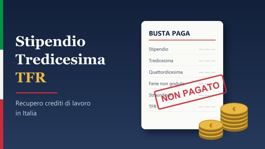 Невиплачена зарплата, tredicesima і TFR в Італії — busta paga з печаткою NON PAGATO
